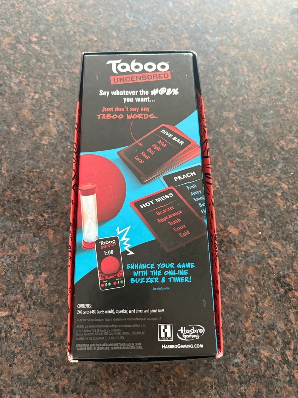 Taboo Uncensored Game with Red and Black Design NEW